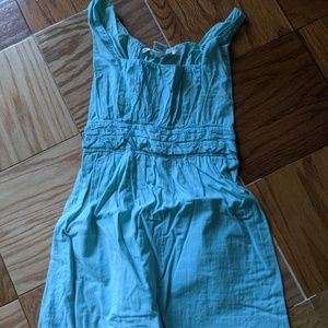 Blue-green cotton summer sleeveless dress